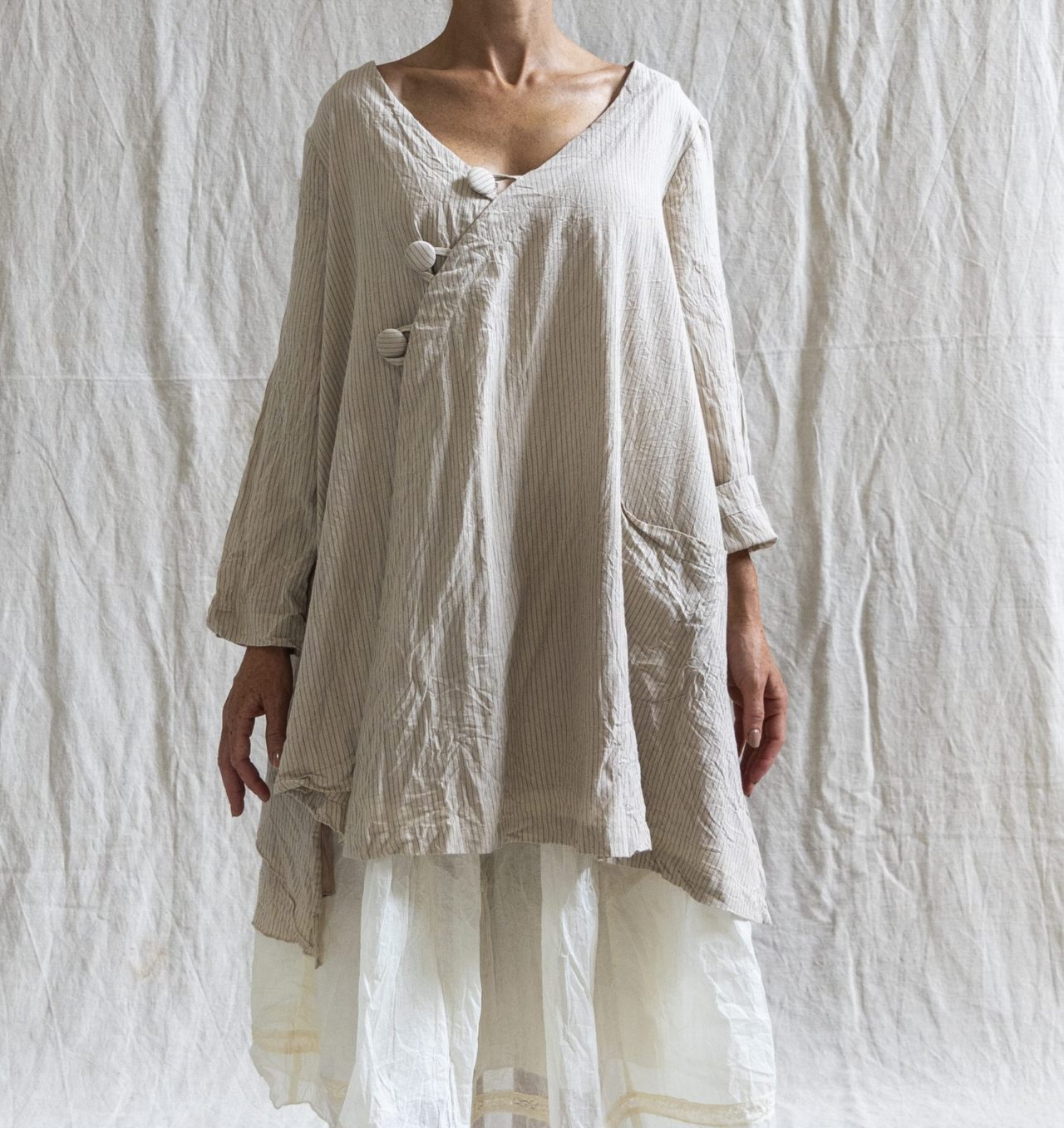 Manteau Combawa lin rayé