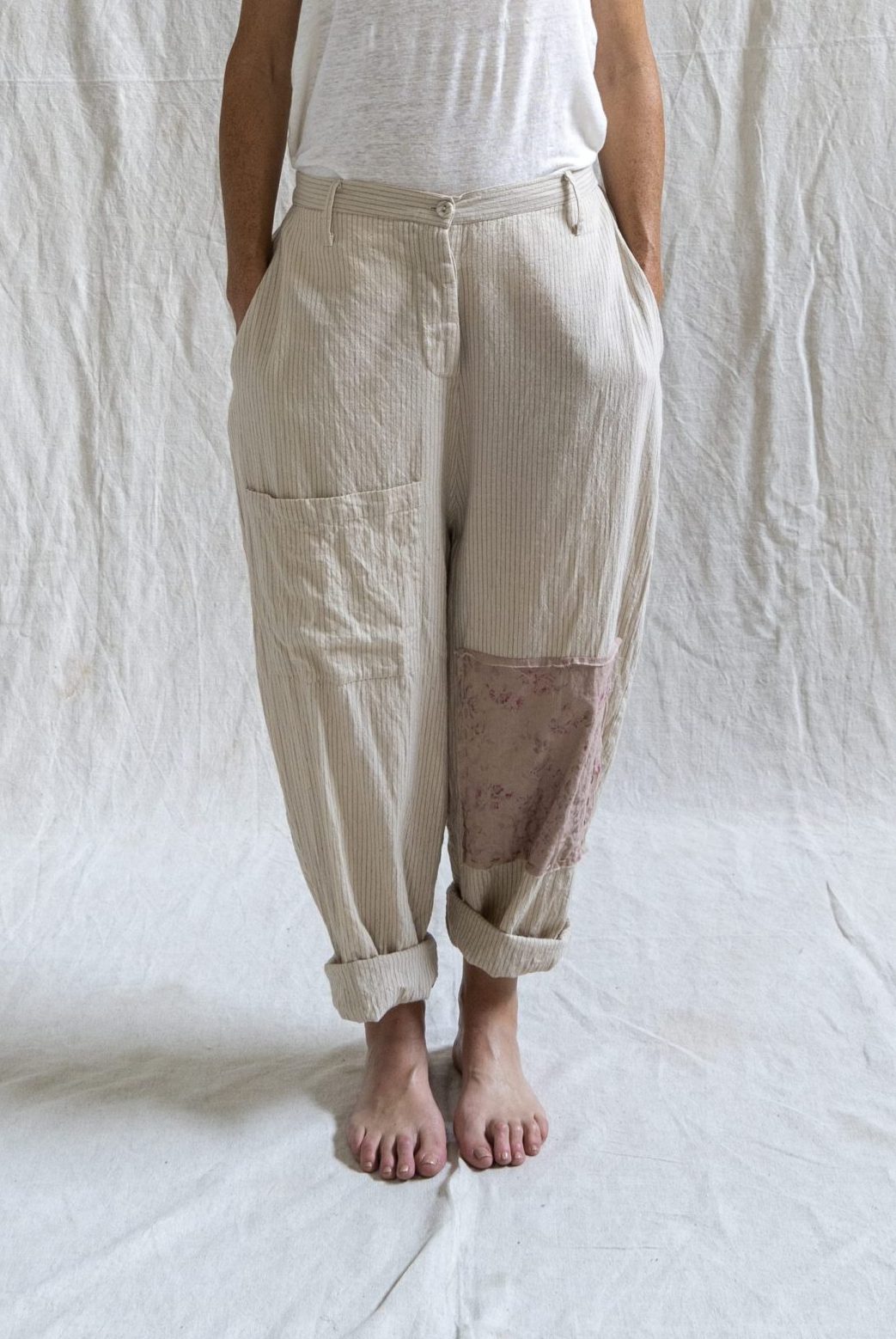 Pantalon Gaston lin rayé