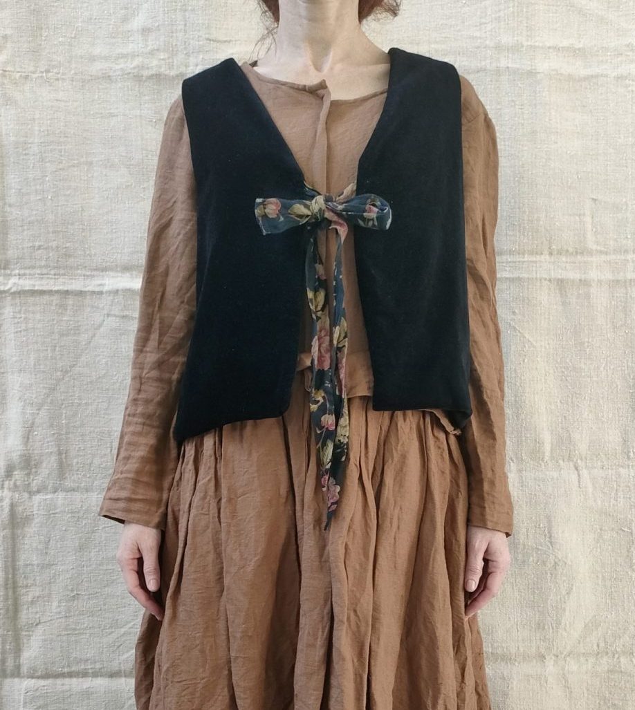 Gilet Feve velours ras noir