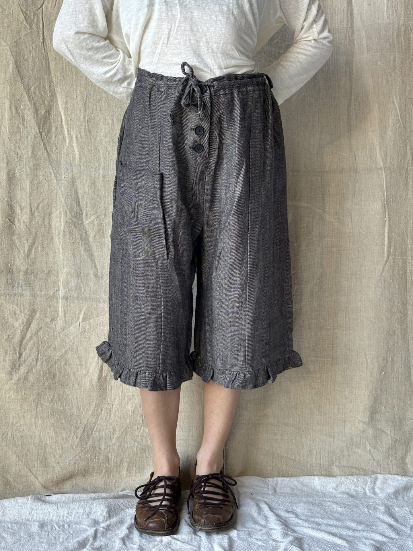 Pantacourt  FIRMIN – Coton tissé chevron