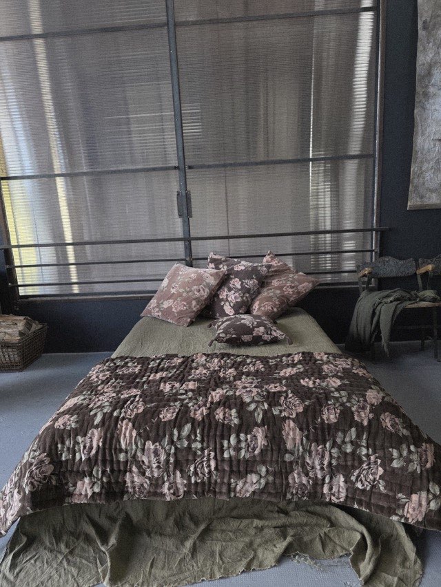 PLAID – VELOURS FLEURS CHOCOLAT- Collection sous bois