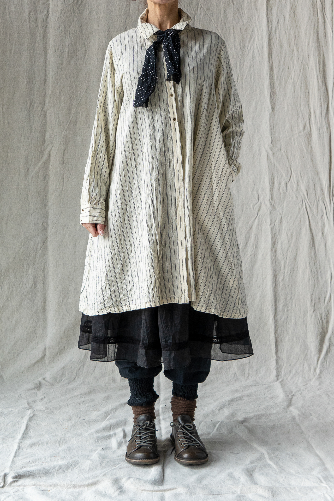 Chemise longue Lavande – coton lignes