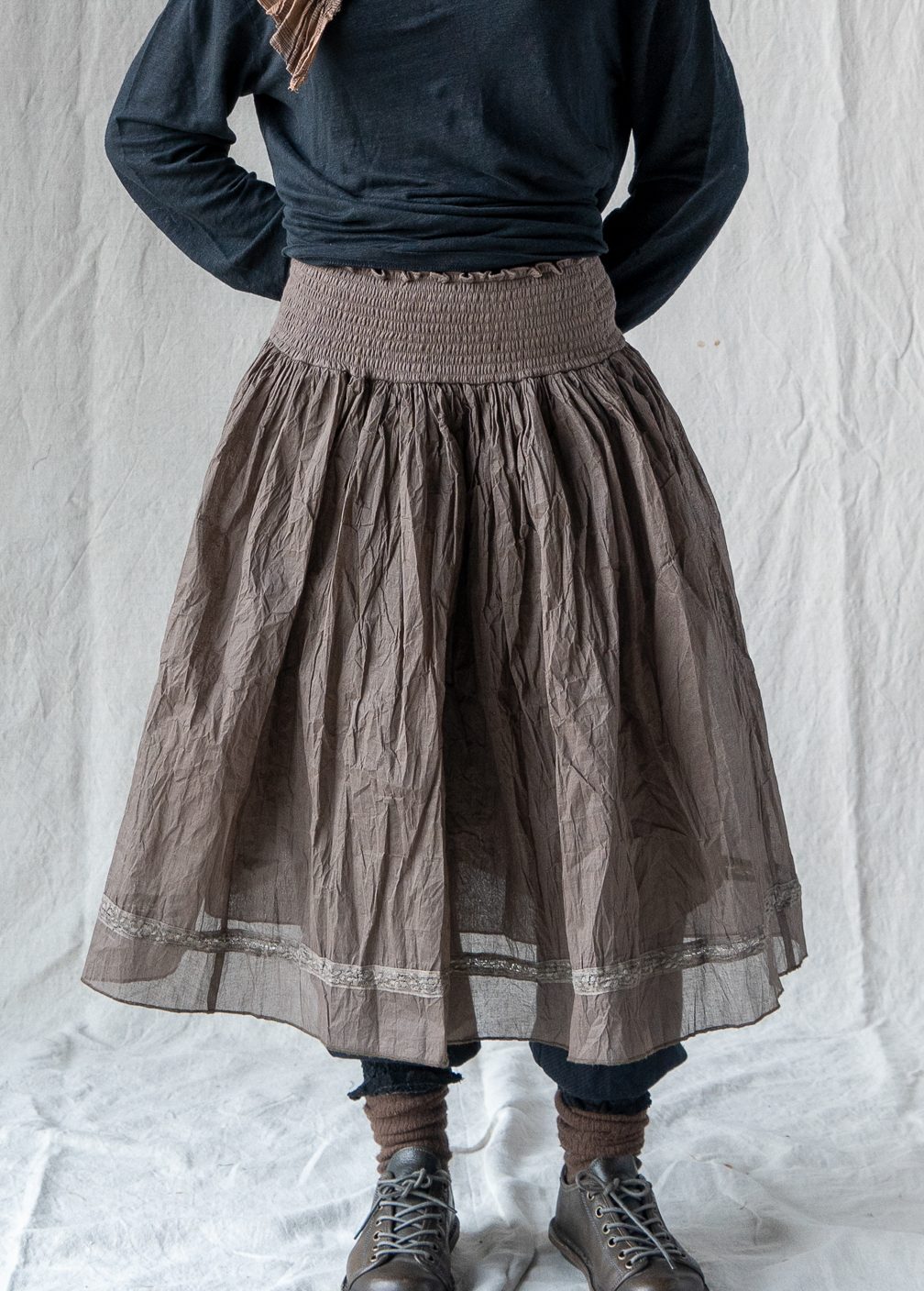 Jupe Lou – organza -chocolat