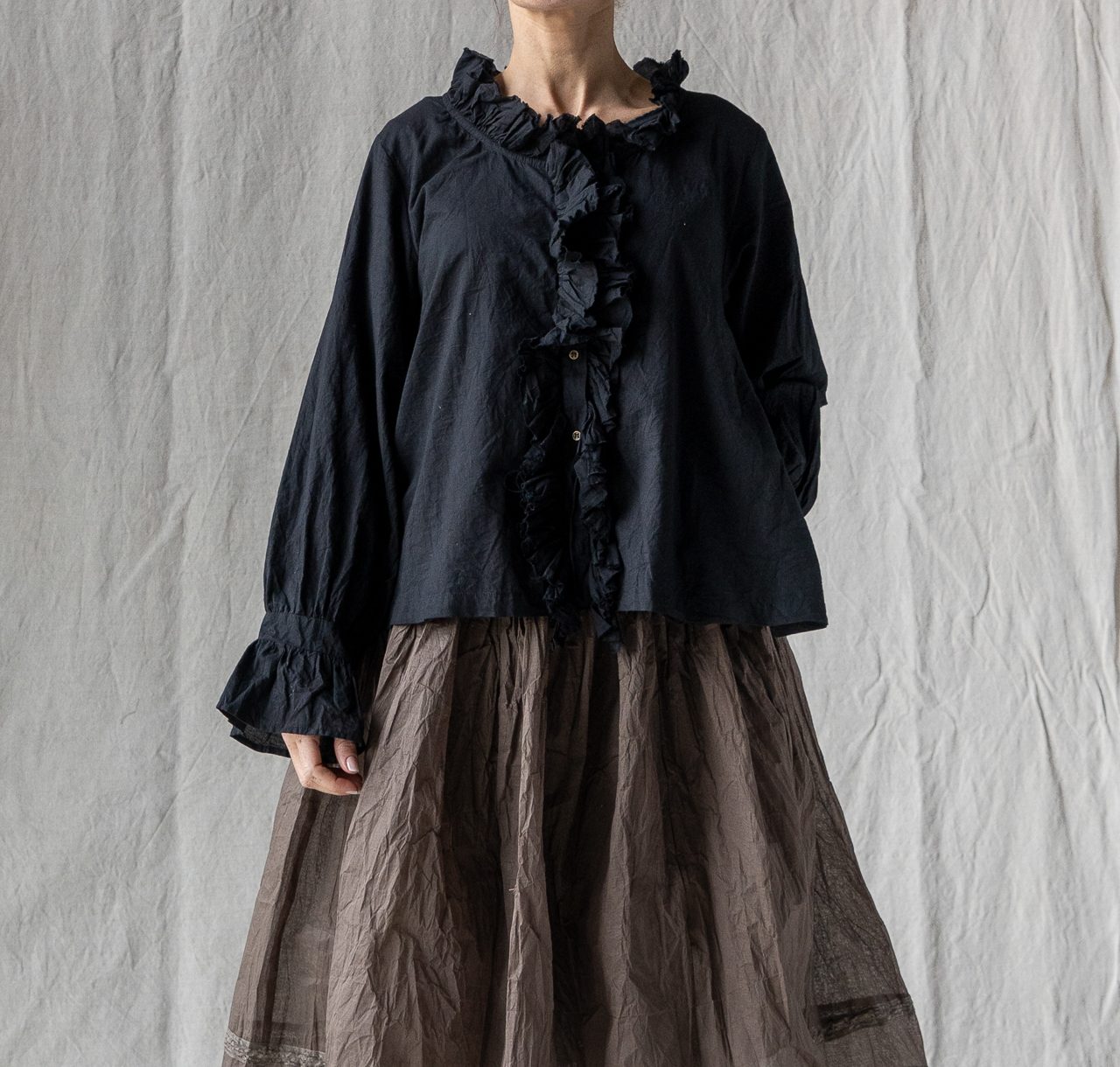 Chemise oeillet – coton – noir