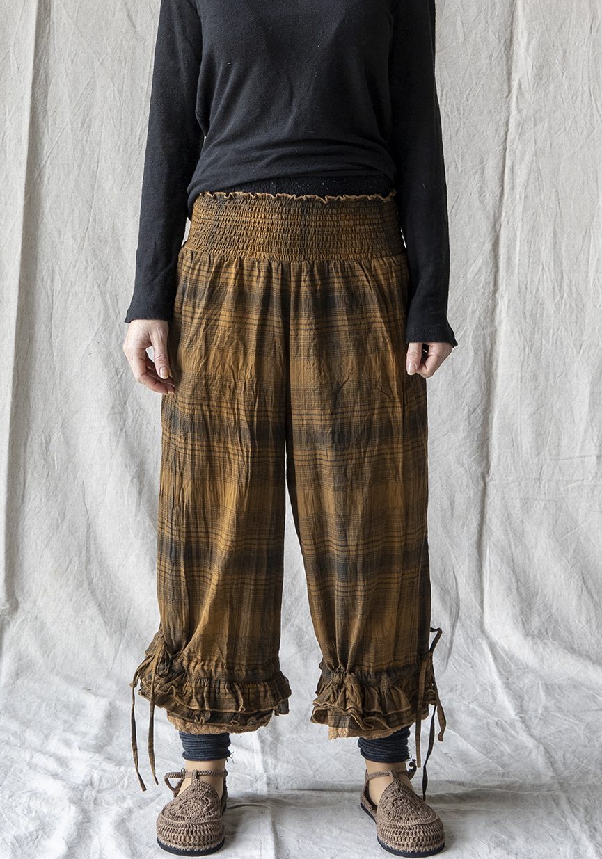 Pantalon Robert petits carreaux cannelle