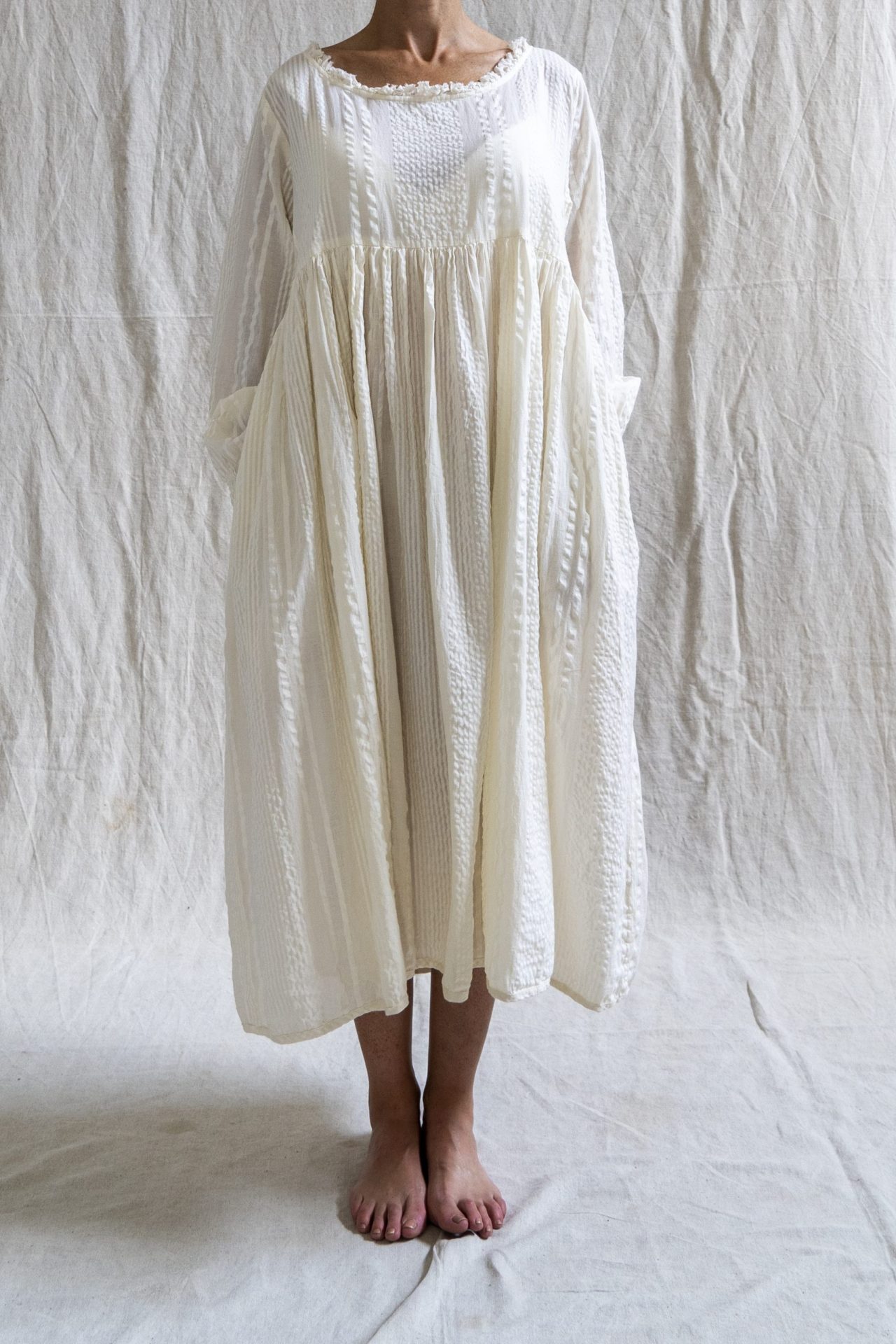 Robe Samaya coton gaufré écru