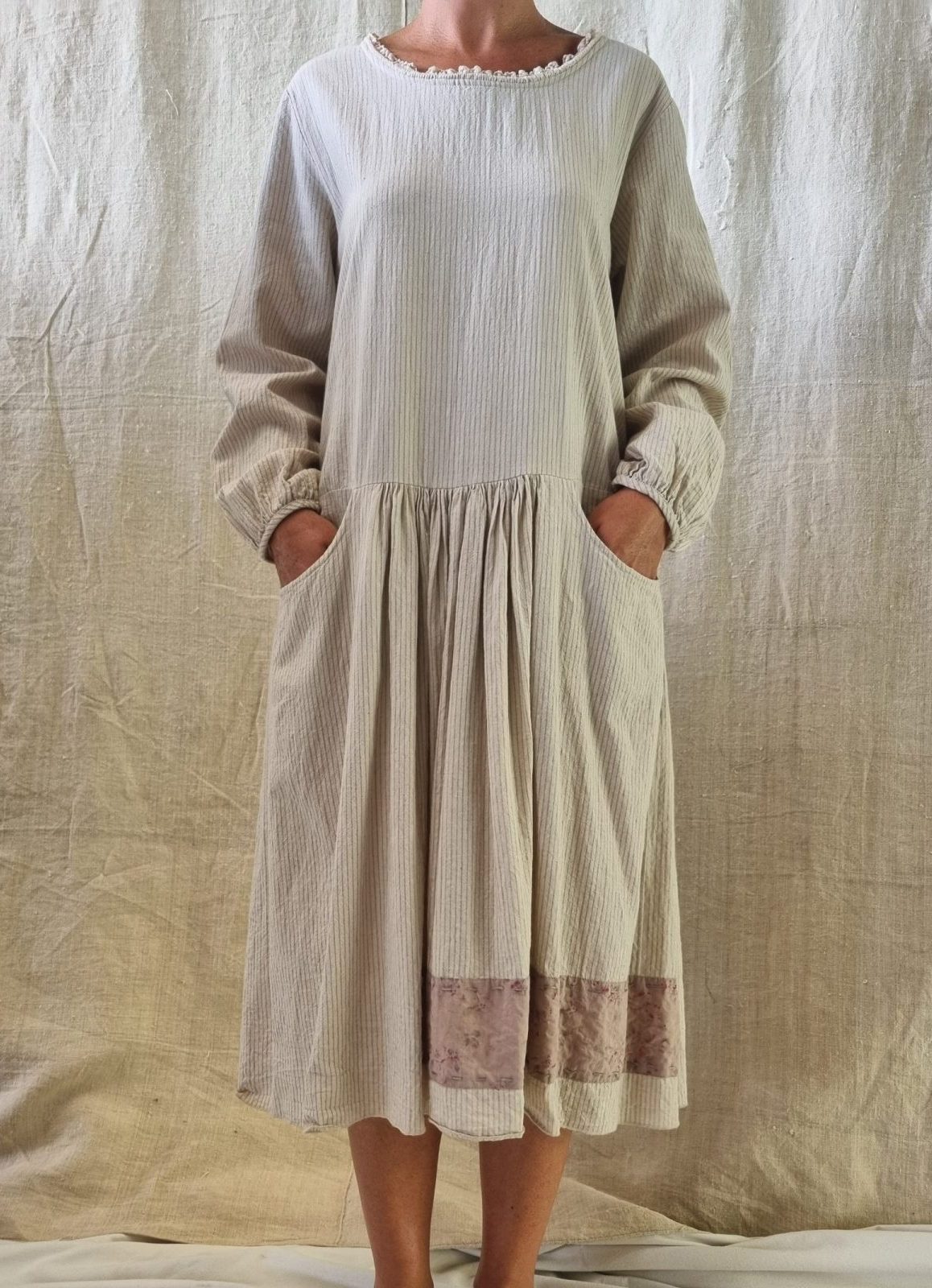 Robe airelle – lin rayé