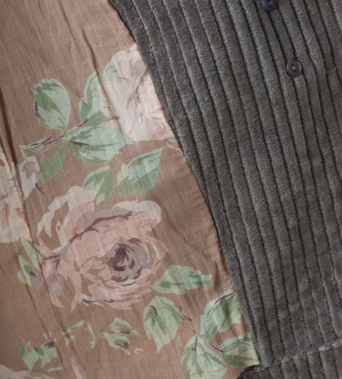 gros velours côtelé / fleur macaron